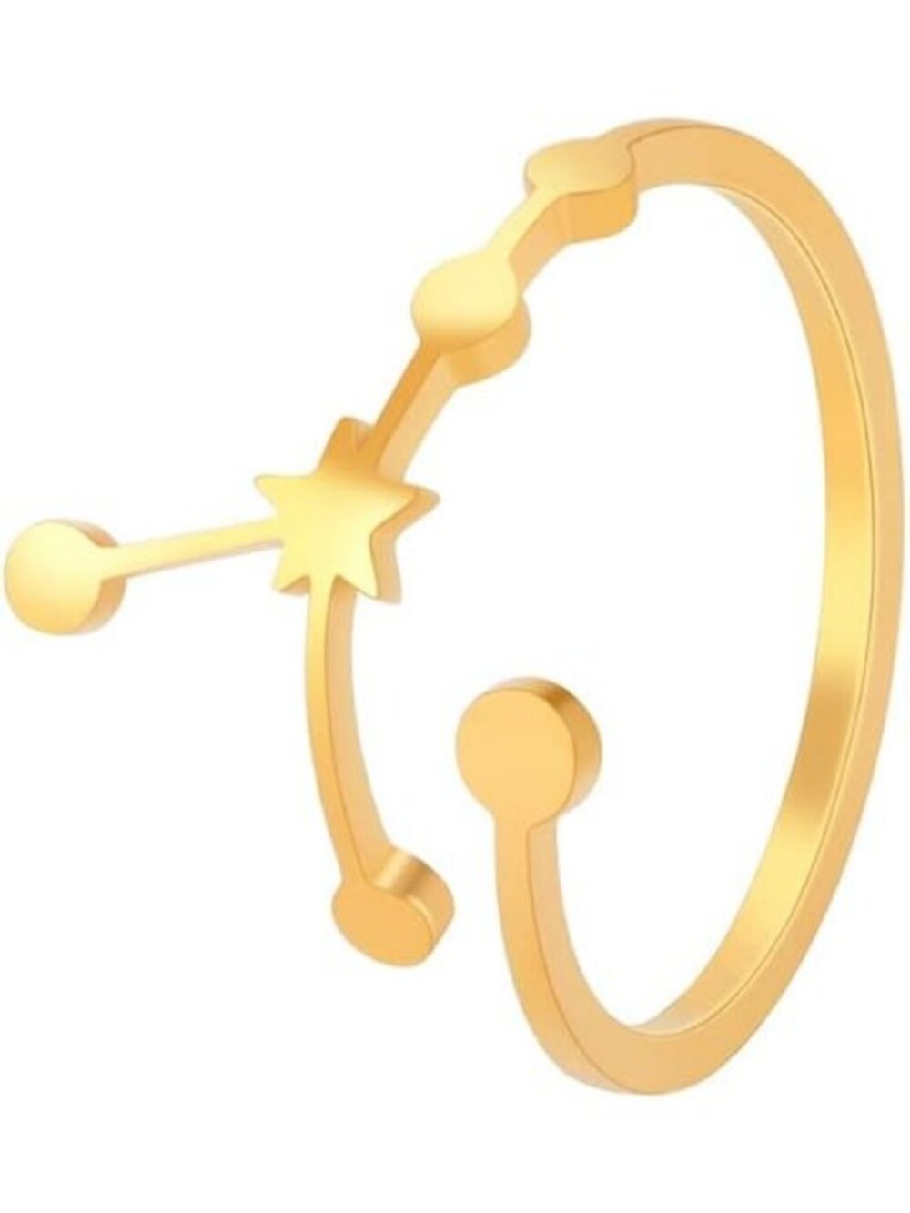 Cancer Gold Adjustable Zodiac Sign Constellation Stainless Steel Ring